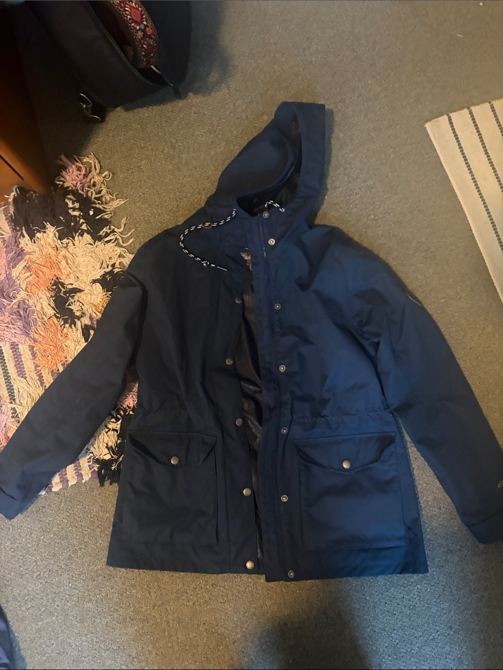 Navy Hooded Utility Jacket Eddie Bauer M